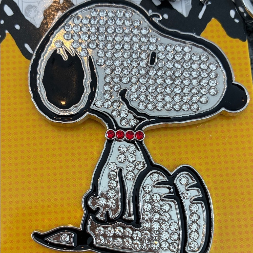 Peanuts Snoopy and Woodstock Keychain or bag charm Silver and blingy Accents B17